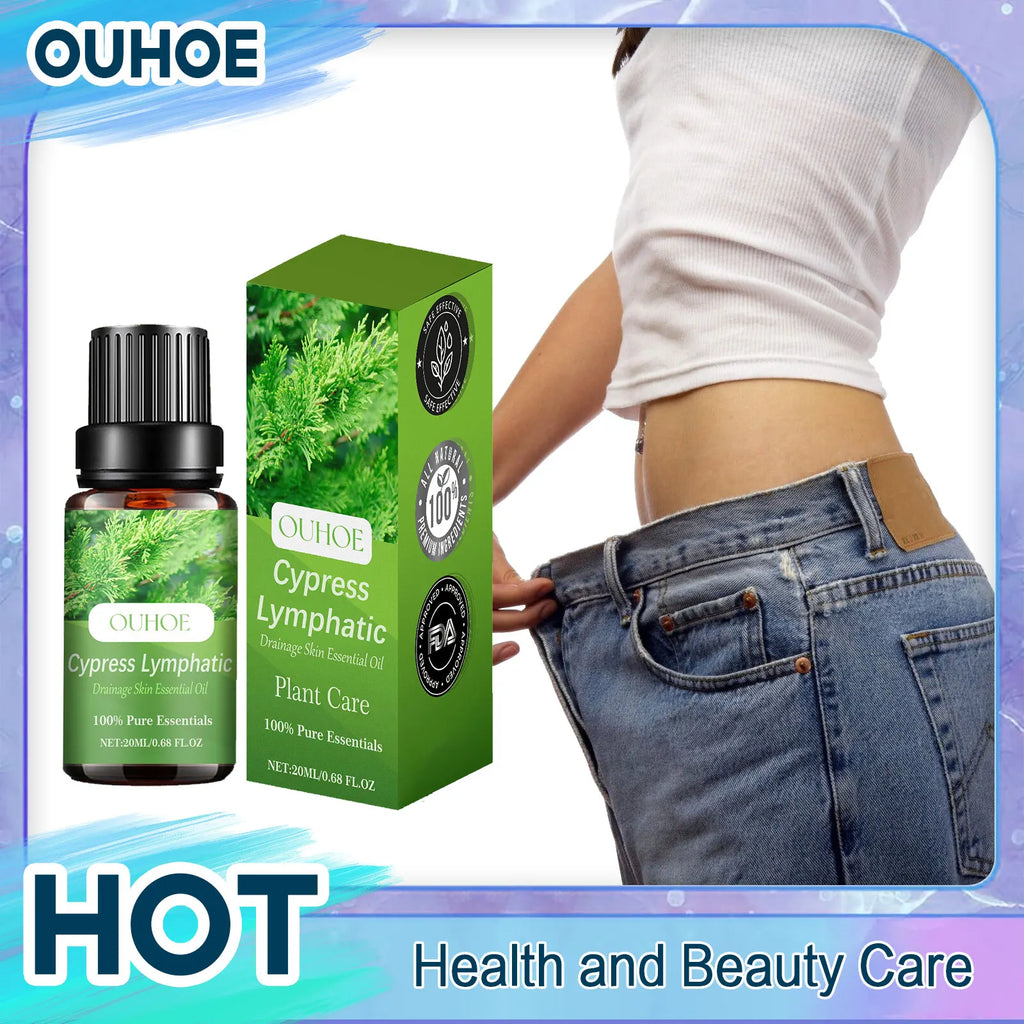 Lymphatic Drainage Oil Weight Loss Detox Fat Burning Promote Metabolism Firming Belly Thigh Body Massage Cypress Essential Oil