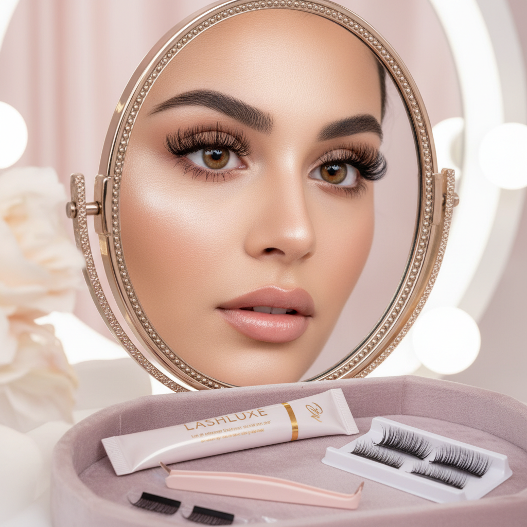 Eyelash extension kit - fluffy wispy lash clusters with bond seal and tweezers